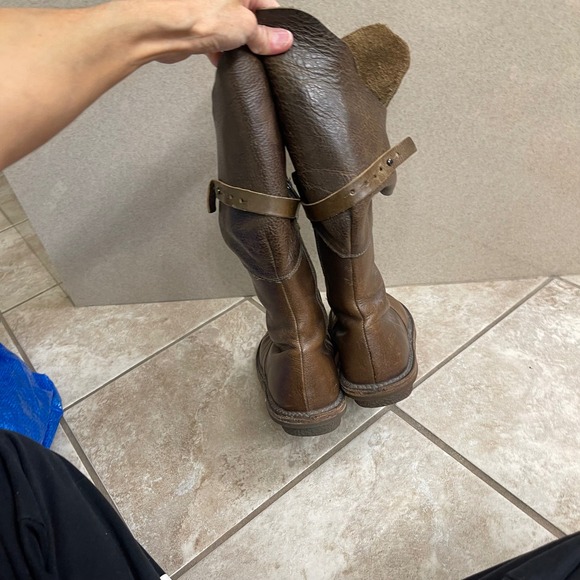 Trippen USA Sz 6(36)Brown Leather Tall Biker Boots Buckle Strap Zip Up Women's - Picture 6 of 16